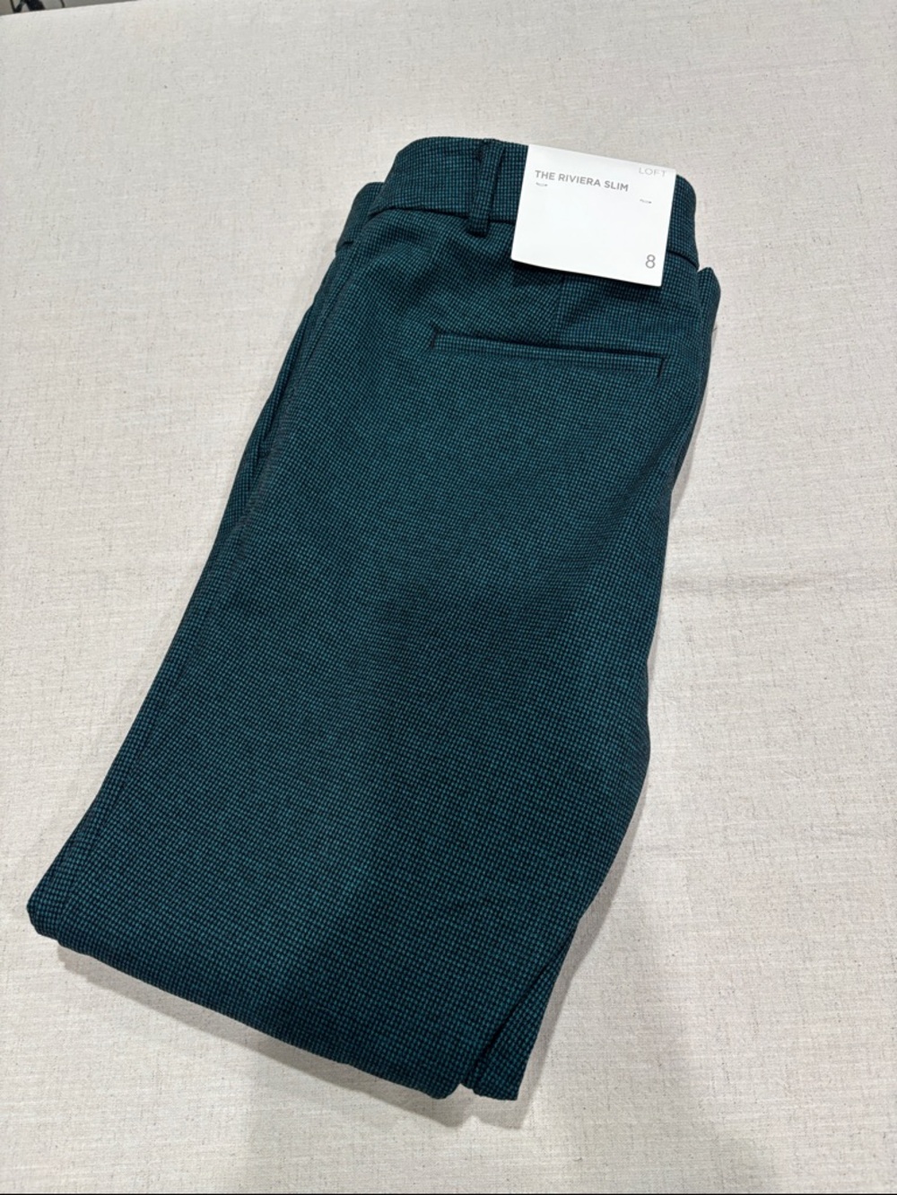 NWT LOFT Teal Textured Riviera Slim ankle Pants size 8